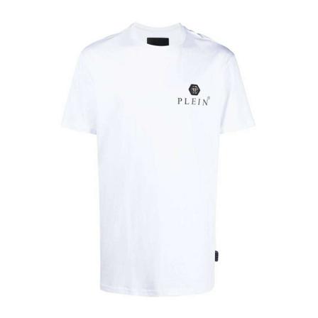 Philipp Plein, Chest Logo-Print T-shirt Biały, Mężczyzna, Rozmiar: XL
