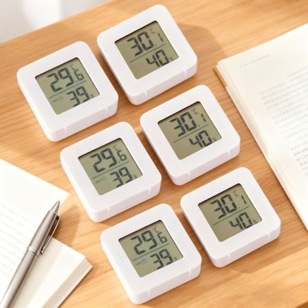 6 stk. vægmonteret mini LCD termometer og hygrometer - Nøjagtig temperatur- og fugtighedsmåler til hjemmet, haven, bilen, Halloween & Thanksgiving 