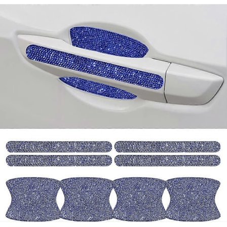 8 stk. Bling Bil Kit Bildørhåndtagsbeskytter Skinnende Rhinestones Ridsefast Klistermærker Dørkop Håndtagsbeskyttelsesfilm til Bil