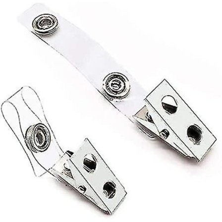 100 stk. Premium Metal Badge Clips med Klar PVC-Remme til ID-kort, Badgeholdere, Navneskilte, Arbejdsbadges (FMY)