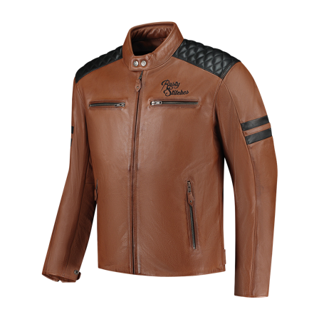 Kurtka Motocyklowa Rusty Stitches Jari V2 Cognac/Czarny L
