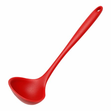 Suppeske, Non-Stick Silikoneske Varmeresistent Køkkenske Ergonomisk Serveringsske Suppeske Ske med behageligt greb Rød