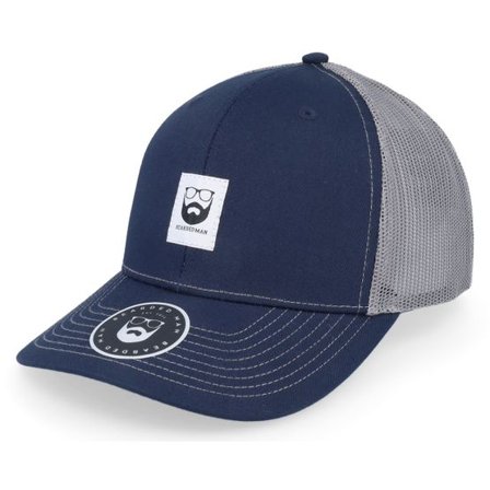 Bearded Man - Blå trucker Keps - Bm Logo Wh Woven 112 Split Navy/Charcoal Trucker @ Hatstore