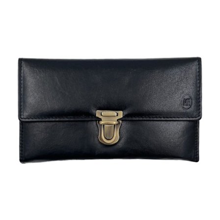 Taxiplånbok med stort utvikbart fack, läder Svart