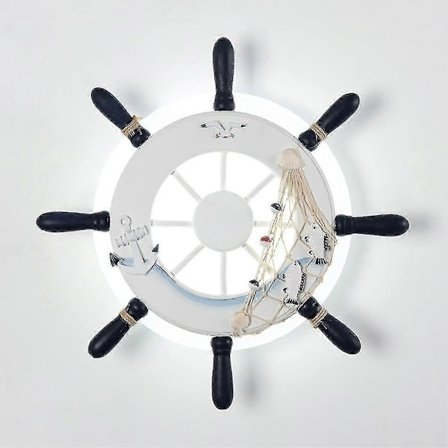 Nautisk Marine Ror Loftlampe Væglampe Pirat Sømand Marine Skib Juster Krigsskib Rat Gear Lampe Led Fiskenet Hamp Reb - Perfekt