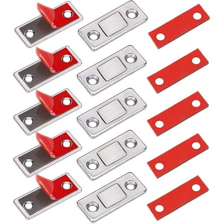 5 stk. Magnetisk Lågeholder, Ultratynd Dørmagnet, Skuffe, Selvklæbende Magnetisk Dørlås, Møbelmagnet, Dørlås til Altan