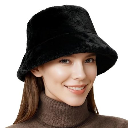 Vinterfiskarhatt för damer, Varm Vinterpäls Bucket Hat, Fuskpäls Hatt, Fuskpäls Bucket Hats för Män och Kvinnor, Semester, Vandring, Camping