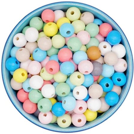 600 farverige træperler 8mm trækugler pastel runde håndværksperler til snøring blandede farver træperler med huller til DIY armbånd