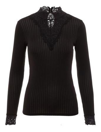 Yasblace Highneck Top Noos Langærmet T-shirt Sort YAS