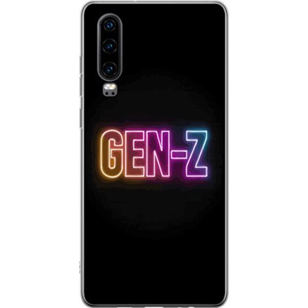 Kompatibel Mobilcover til Huawei Huawei P30 Neontekst Gen Z i farverigt lys mod en mørk baggrund i moderne digital stil