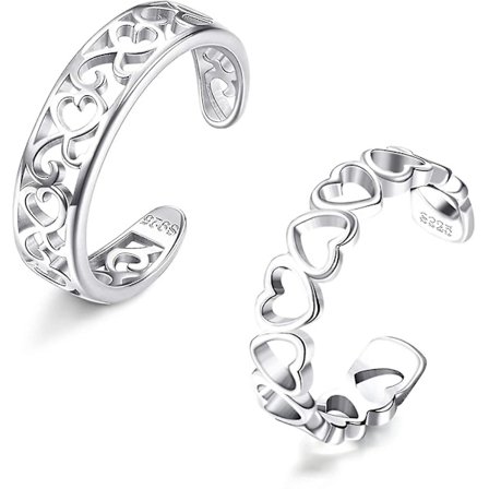 Tåringar för kvinnor Justerbara öppna tåringar Blomma Knut Hjärta Ringar 2-delars set Fotsmycken