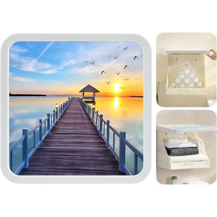 Foldbar Opbevaringsboks, Vandtæt Hængende Organizer med Installation Uden Boring, Pladsbesparende Vægmonteret Skab til Badeværelsesindretning