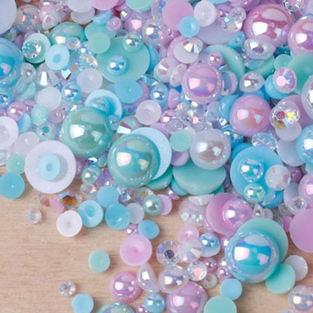 Halve Perler Til Håndarbejde Flad Bagside Perler Perlesæt Til DIY Negle Ansigtskunst Håndværksdekoration, Blandede Størrelser 3-10mm