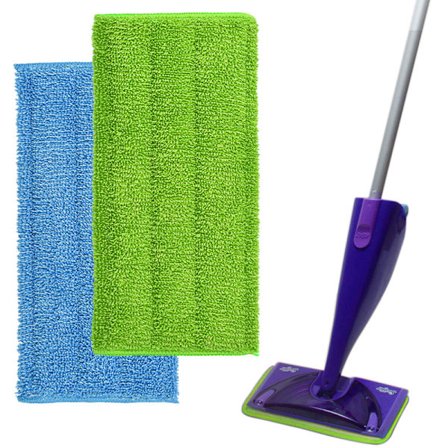 2 Pak Genanvendelige Mikrofiber Mop Puder til Swiffer Flat Mop