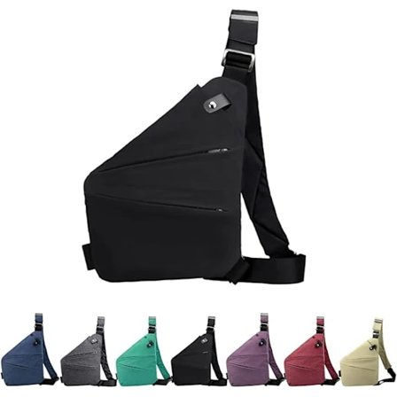 Varkaudenestoinen Crossbody-laukku naisille, henkilökohtainen joustava matkalaukku, varkaudenestoinen Crossbody-laukku miehille, rintalaukku (musta){