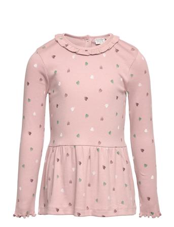 Tunic Ls Rib Aop T-shirts Long-sleeved T-shirts Rosa Minymo*Betinget Tilbud