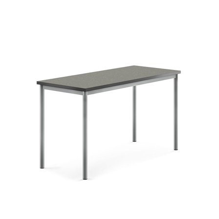 Desk SONITUS, 1400x600x760 mm, dark grey linoleum, alu grey