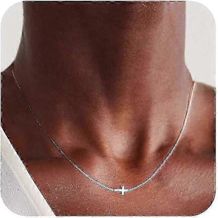 2025 Kors Halskæde til Kvinder Elegant 14K Guldbelagt/Sterlingsølv Kors Vedhæng Simpel Sød Halskæde til Kvinder Trendy Guldsmykker