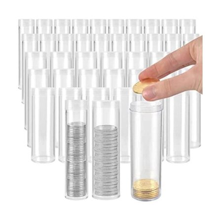 100 stykker Myntrør Assorterte størrelser 10 Halv-dollar Myntlagringsrør 60 Myntlagringsrør Pennies