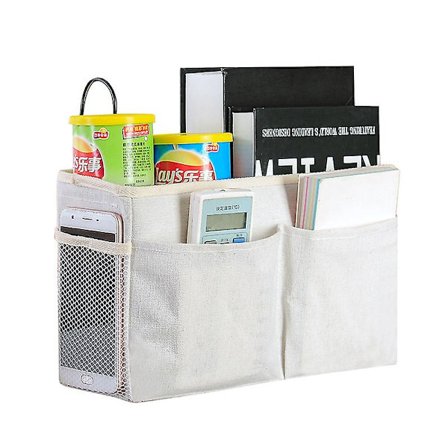 Blanc Organisateur De Chevet, Poches De Chevet Suspendre, Sac De Rangement Suspendre Pour Table De Chevet, Poche De Rangement Chevet, Pour Montre, T