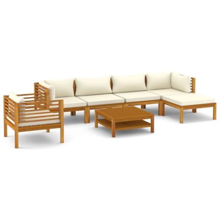 Vidaxl Loungegrupp För Trädgården Med Dyna Gräddvit 7 Delar Akac Creme