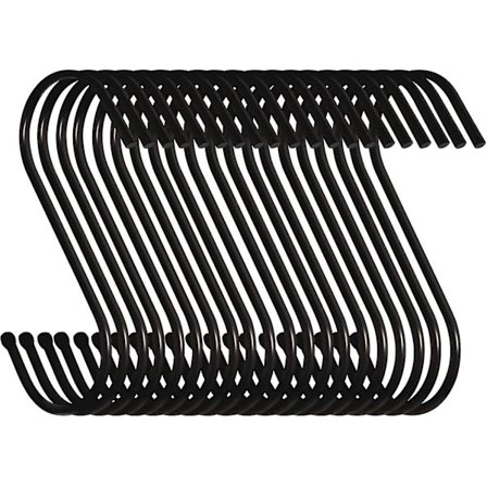 20 stk. julekuglekrog, S-formet metal krog (sort)