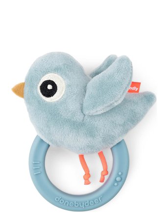 Done by Deer | Sensory Rattle W/Teether Birdee Blue | ONE SIZE