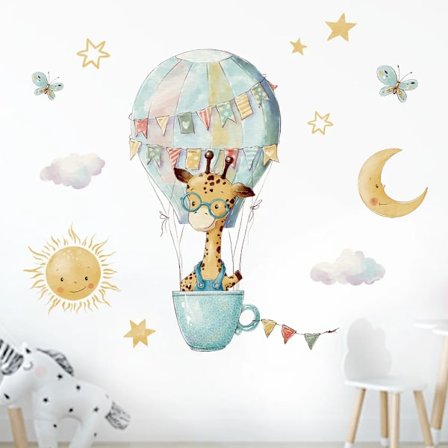 Removable Cute Giraffe Hot air Balloon Wall Stickers for Kids room Baby Room Decor Home Decoration Wall Decals Animal Art Murals