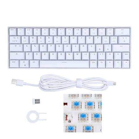 Mekanisk tastatur 64 taster RGB trådløs 2.4G BT3.0 5.0 Type C kablet forbindelse ergonomisk hvid mekanisk tastatur blå switch