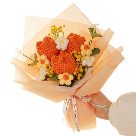 Virkattu kimppu Ystävänpäivä Naistenpäivä Työpöydän Tekokukat Syntymäpäivälahja