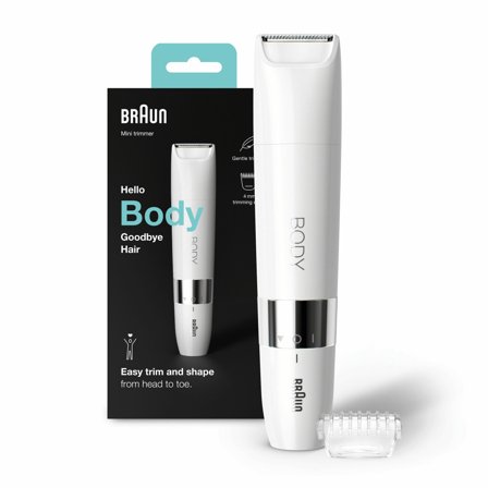 Braun Body Mini Trimmer BS1000 Elektrisk Hårfjerner For Fjerning Av Kroppshår For Kvinner Og Menn, Hvit