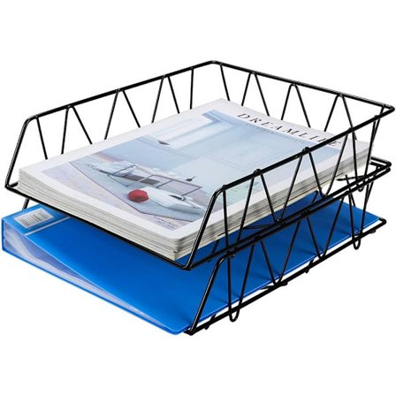 2-lags A4 Metal Bakke i Bakker Stabelbar Kontorbord Ryddelig Filholder Magasin Opbevaring Papir Organizer