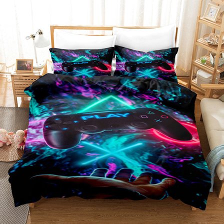 Tre-delt digitalt trykt sengetøj Spilcontroller hjemmetekstil fire-delt dynebetræk sæt 10