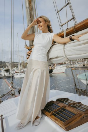 Sofi Fahrman Engelbert x NA-KD Jersey-Top mit Kordelzug - Korsett-Oberteile - Weiß - XL