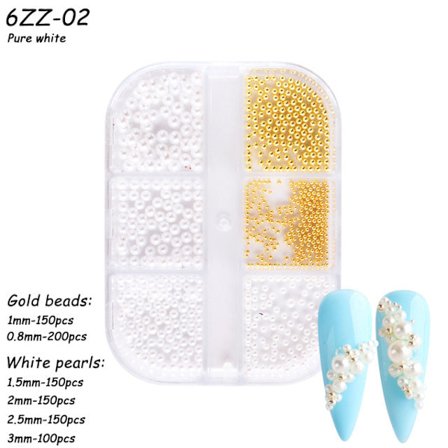 Nageldekorationer för Nail Art Halvcirkel Full Circle Färgglad Pearl Aurora 6-grid Pearl ZZ01 12g