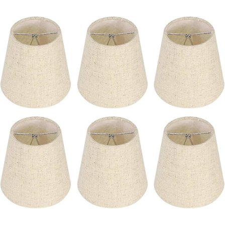Beiget kynttilänvarjostimet, pienet kangasvarjostimet, kiinnitys kartiomaiseen kattokruunuvarjostimeen, 6 set