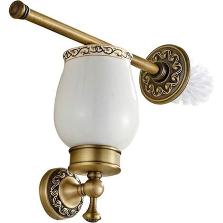 Høy kvalitet messing toalettbørste med antikk messingfinish og delikate design på basen og bronsefarge toalettbørste