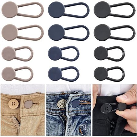 Bukseknappforlenger: 12 stk. Knappforlengere for Jeans - Bukseforlengere for Dame og Herre - Bukseforlengelse 2,5/3,3 cm