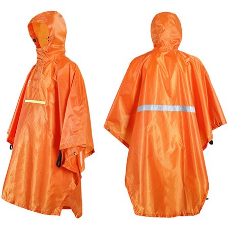 Herre- og damefrakk Vanntette regntøy med refleks Vanntett poncho med refleksbånd, modell: Orange