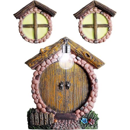 Miniature Fe Hjemme Vindue Og Dør Med Lampe Til Tre