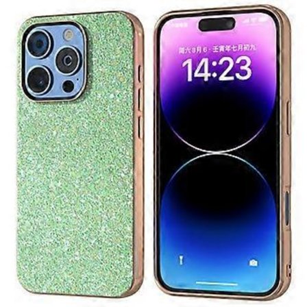 For iPhone 16 Pro Max Deksel Elektroplettert Telefondeksel Farget Glitterdesign PU+TPU Beskyttelsesdeksel (Stil G)
