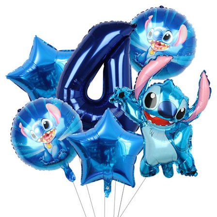 6 stk. Lilo & Stitch Party Balloner 30" Nummer Luft Globos Sæt Baby Shower Fødselsdagsfest Dekorationer Legetøj Gaver Tilbehør Blå B(KDO)