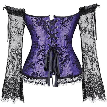 Korsetter för kvinnor Overbust Bustier Top Gothic Sexy Shoulder