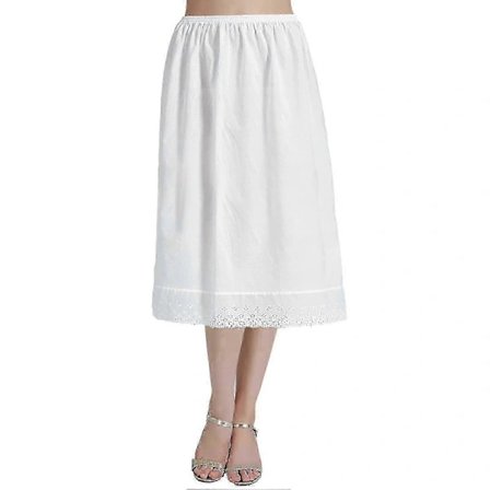 100 % puuvillaa naisten puolipohjainen alushame, vintage-hamepidennys pitsikirjailulla, Ivory-70cm pituus S[CO]