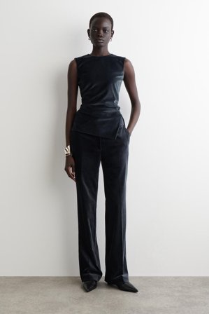 COS Women's Pantaloni In Velluto A Gamba Dritta in Blu