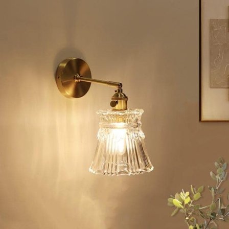 Bomclap Vegglampe i messing og glass – Moderne veggbelysning for stue, soverom, spisestue_TF_TF
