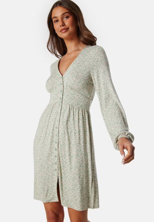 BUBBLEROOM - V-neck Short Button Dress - S