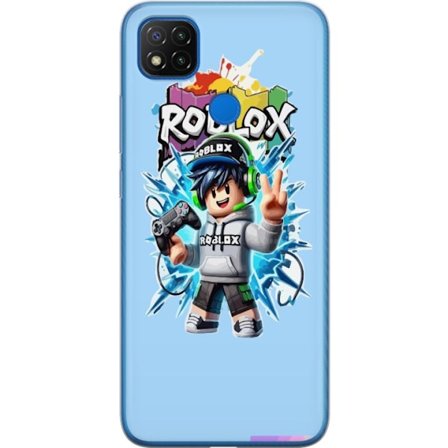 Kompatibelt Mobilskal till Xiaomi Xiaomi Redmi 9C Färgstark Roblox-karaktär med handkontroll och energifylld splash art design, perfekt för barnrum