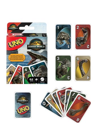 Games Uno Jurassic World Rebirth Card Game For Kids, Family & Adult Game Nights Patterned Mattel Games