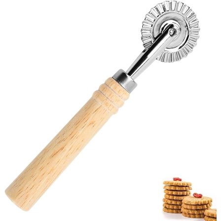 Skærehjul, Rulle med Rillet Kant Kagehjul, Lange Træ Pastafremstillingstilbehør, Biscuit Bageværktøj